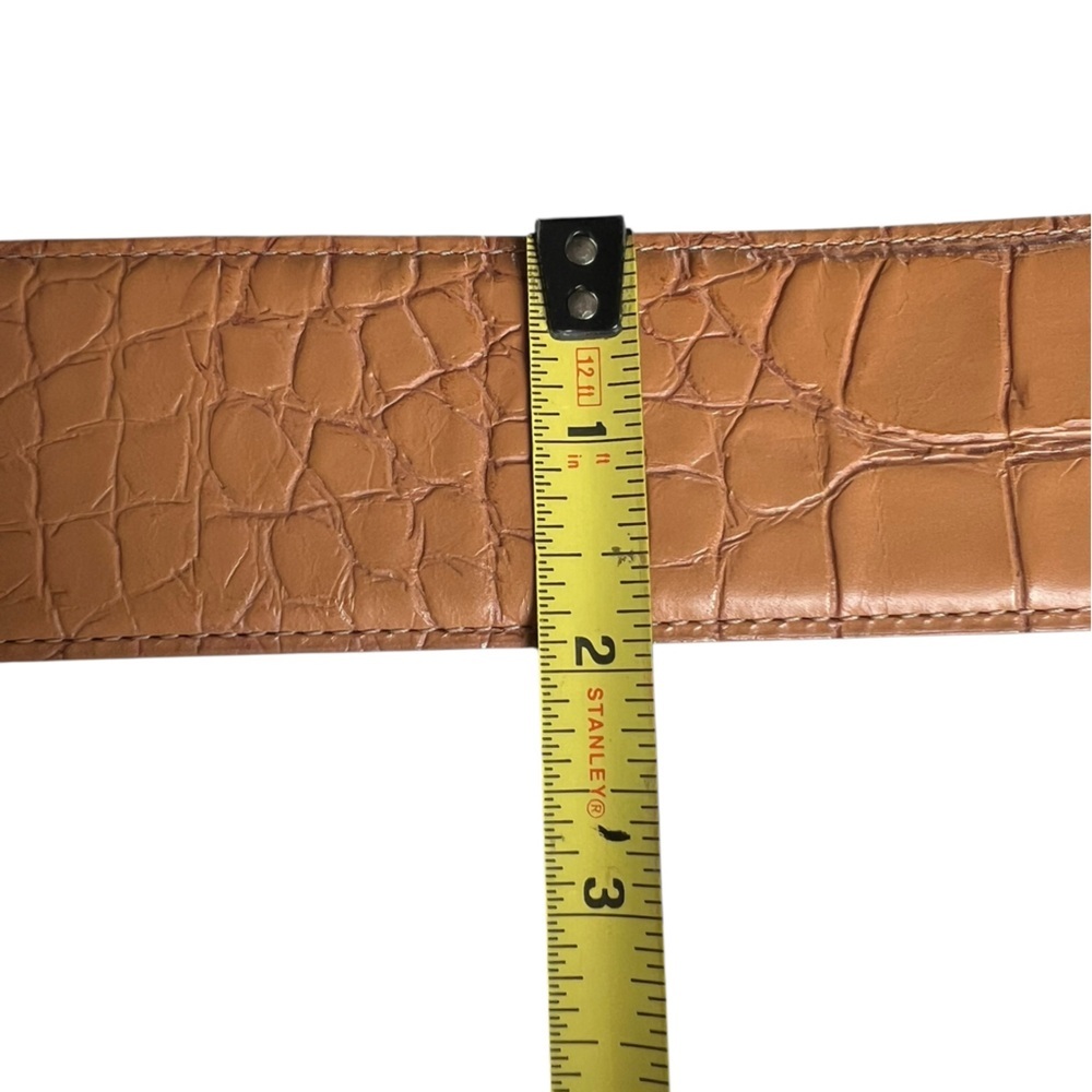 Vintage Eddie Bauer Tan Imported Alligator Wide Textured Belt - Picture 7 of 8